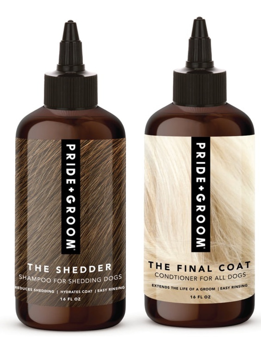PRIDE + GROOM The Shedder & The Final Coat Grooming Shampoo & Conditioner Set